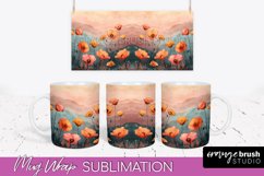 Boho Mug Wrap - Minimalist Landscape Mug Sublimation Design Product Image 1