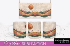 Boho Mug Wrap - Minimalist Landscape Mug Sublimation Design Product Image 1