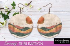 Boho Landscape Round Earring Sublimation, Minimalist Earring Product Image 1