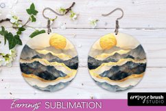 Boho Landscape Round Earring Sublimation, Minimalist Earring Product Image 1