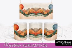 Boho Mug Wrap - Minimalist Landscape Mug Sublimation Design Product Image 1