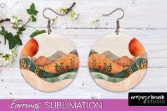 Boho Landscape Round Earring Sublimation, Minimalist Earring Product Image 1