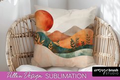 Boho Pillow Cover - Minimalist Landscape Pillow Sublimation Product Image 1