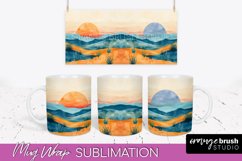 Boho Mug Wrap - Minimalist Landscape Mug Sublimation Design Product Image 1