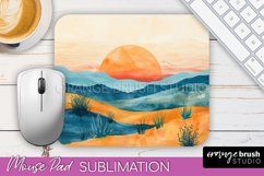 Boho Mouse Pad, Minimalist Landscape Mousepad Sublimation Product Image 1