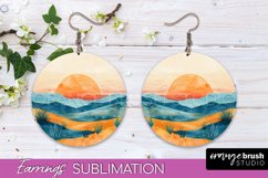 Boho Landscape Round Earring Sublimation, Minimalist Earring Product Image 1