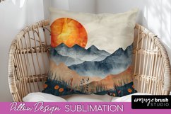 Boho Pillow Cover - Minimalist Landscape Pillow Sublimation Product Image 1