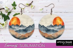 Boho Landscape Round Earring Sublimation, Minimalist Earring Product Image 1