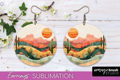 Boho Landscape Round Earring Sublimation, Minimalist Earring Product Image 1