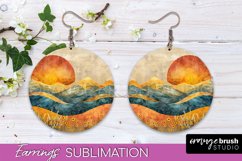 Boho Landscape Round Earring Sublimation, Minimalist Earring Product Image 1