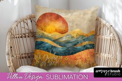 Boho Pillow Cover - Minimalist Landscape Pillow Sublimation Product Image 1