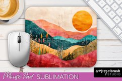Boho Mouse Pad, Minimalist Landscape Mousepad Sublimation Product Image 1