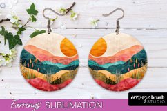 Boho Landscape Round Earring Sublimation, Minimalist Earring Product Image 1
