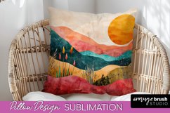 Boho Pillow Cover - Minimalist Landscape Pillow Sublimation Product Image 1