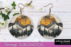 Boho Landscape Round Earring Sublimation, Minimalist Earring Product Image 1