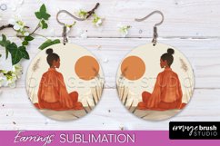 Boho Landscape Round Earring Sublimation, Minimalist Earring Product Image 1