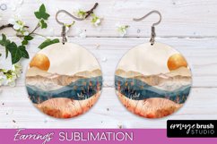 Boho Landscape Round Earring Sublimation, Minimalist Earring Product Image 1