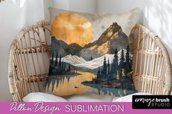 Boho Pillow Cover - Minimalist Landscape Pillow Sublimation Product Image 1
