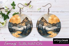 Boho Landscape Round Earring Sublimation, Minimalist Earring Product Image 1