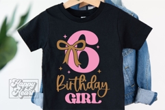 6th Birthday Girl SVG - Six Bow 6 Birthday Girl PNG Product Image 2