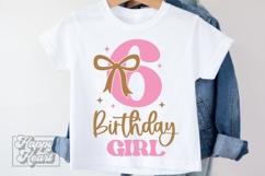 6th Birthday Girl SVG - Six Bow 6 Birthday Girl PNG Product Image 5
