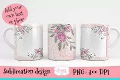 Photo mug template for sublimation, pink floral mug wrap Product Image 2