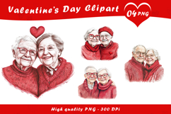 Elderly Couple Love Portrait Clipart PNG Product Image 1