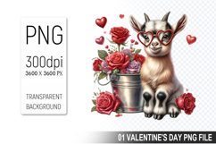 Valentine&#039;s Goat in Bucket, Animal Graphic For Crafts Product Image 1