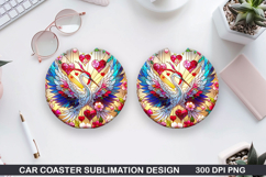 Dove Car coaster sublimation, Valentines Coaster PNG Product Image 1
