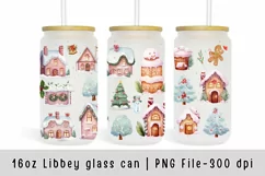Christmas glass can wrap, Pastel Watercolor 16oz Libbey Can Product Image 1
