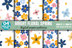 Bright Floral Spring Digital Paper Background PNG Product Image 1