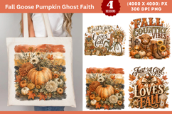Fall Goose Pumpkin Ghost Faith Sublimation PNG Product Image 1