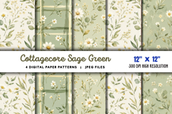 Cottagecore Sage Green Daisy Paper JPG Product Image 1