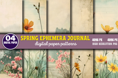 Spring Ephemera Journal Digital Paper PNG Product Image 1