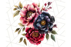 Gothic Floral PNG, Dark Aesthetic Flowers Clipart Print Product Image 2