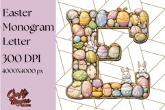 Easter Letter E Clipart, Bunny Alphabet PNG, Egg Monogram Product Image 1