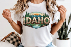 Idaho State PNG, Vintage Mountain River Elk Sublimation Product Image 6