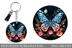 Butterfly Keychain Design. Flowers Keychain Template Product Image 1