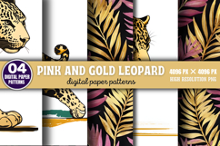 Pink and Gold Leopard Digital Background Paper PNG Product Image 6
