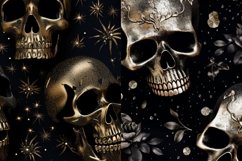 Glittery Skulls Seamless Background Patterns, Halloween Seamless Patterns, Skeleton Seamless Background, Fall Seamless Pattern, 300DPI