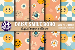Daisy Smile Boho Digital Paper Background Bundle PNG Product Image 7