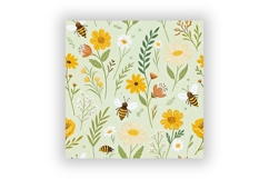 Springtime Bees and Wildflowers Seamless Pattern, Honey Tone Product Image 6