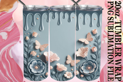 Blissful moments 20oz tumbler wrap, 3D Flowers Product Image 1