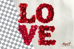 Valentine sayings, rose petals PNG, valentine font Love word Product Image 1
