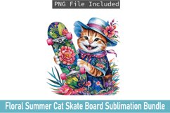 Floral Summer Cat Skate Board Sublimation Bundle Product Image 8