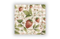 Vintage Strawberry Gingham Digital Paper, Seamless pattern Product Image 6