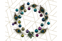 Peacock Christmas Clipart in Jewel Tones, Christmas Png Product Image 2