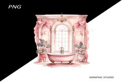 Vintage Bathroom Clipart, Product Image 1