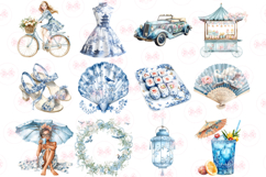 Blue Chinoiserie Summer Clipart - 53 Summer Png Bundle Product Image 3