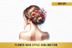flower hair style sublimation, hair style woman clipart Product Image 8